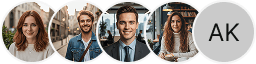 Verschillende investeerdersprofielavatars in het handelsreview-blok van Maan Winsthof